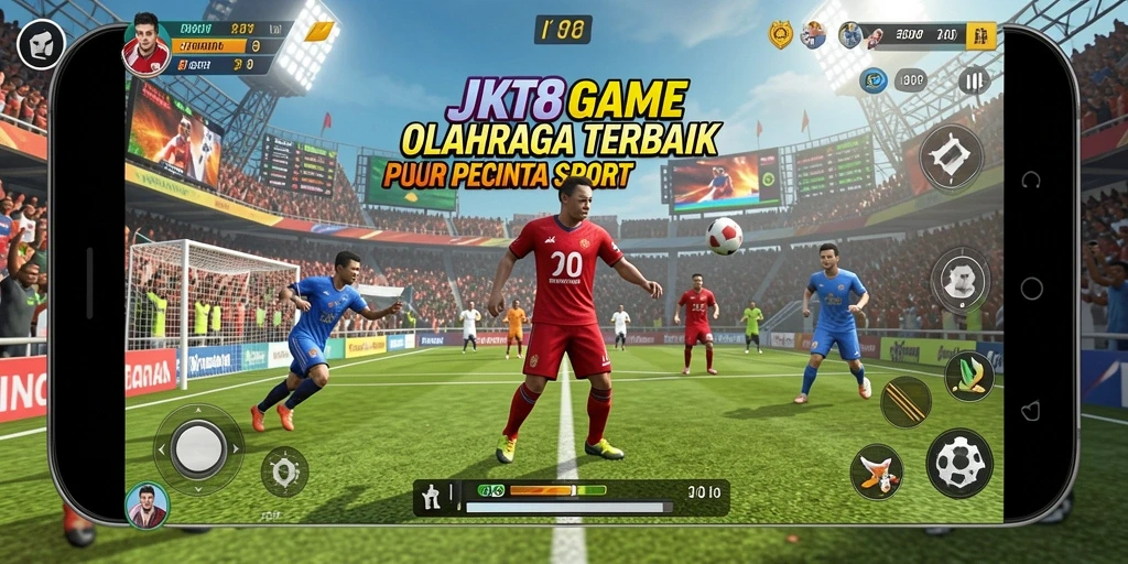 Screenshot gameplay JKT8 menampilkan aksi seru olahraga.