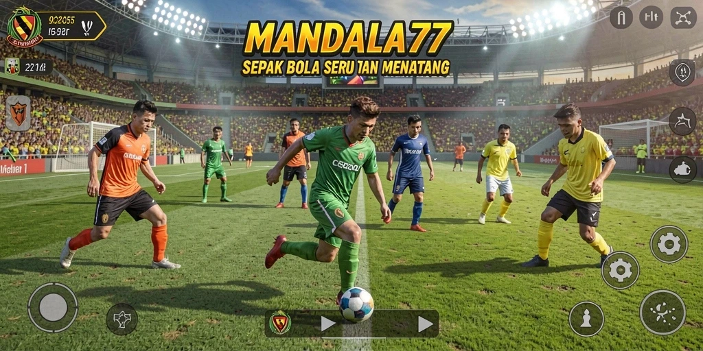 Tampilan gameplay <strong>MANDALA77</strong> yang menegangkan dalam pertandingan sepak bola.